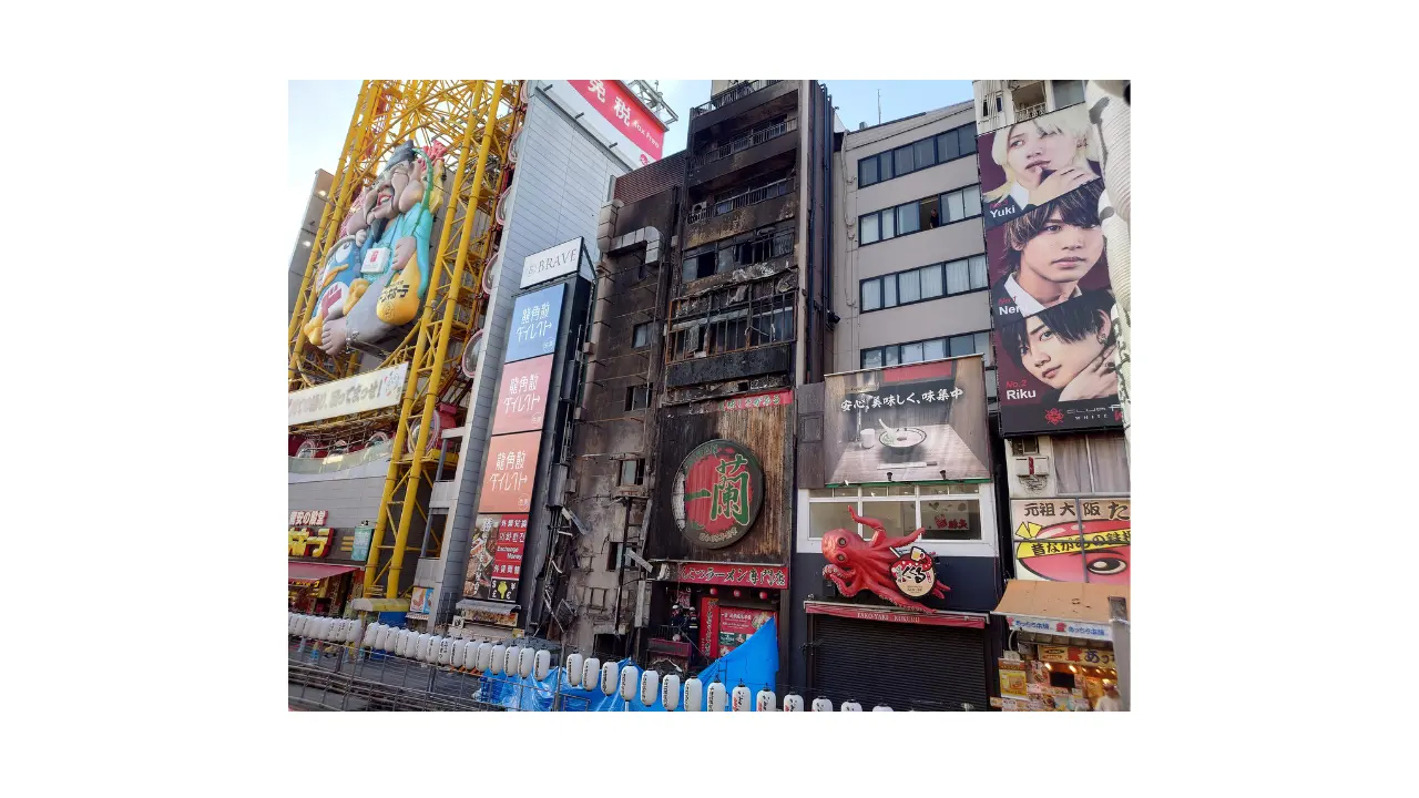 大阪・道頓堀ビル火災の現場の写真①