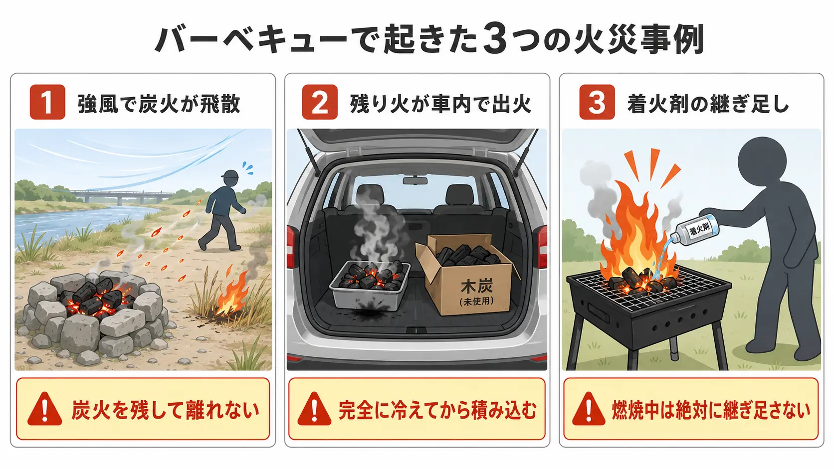 過去に発生したバーベキュー火災の事例